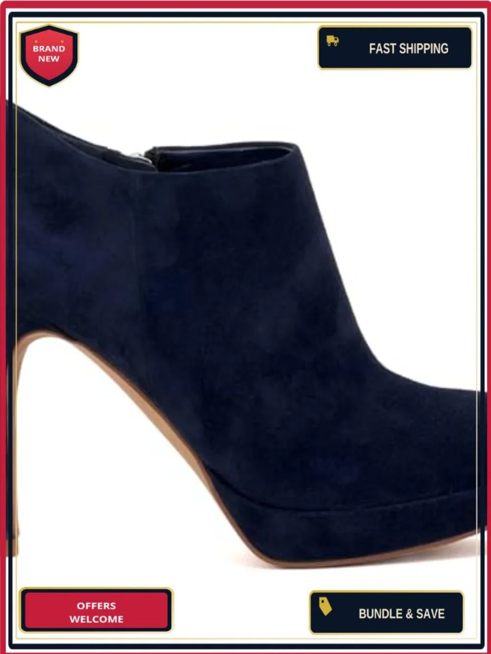Vince Camuto Elvin Suede Platform Bootie Almond Toe Zipper Ankle Boots
